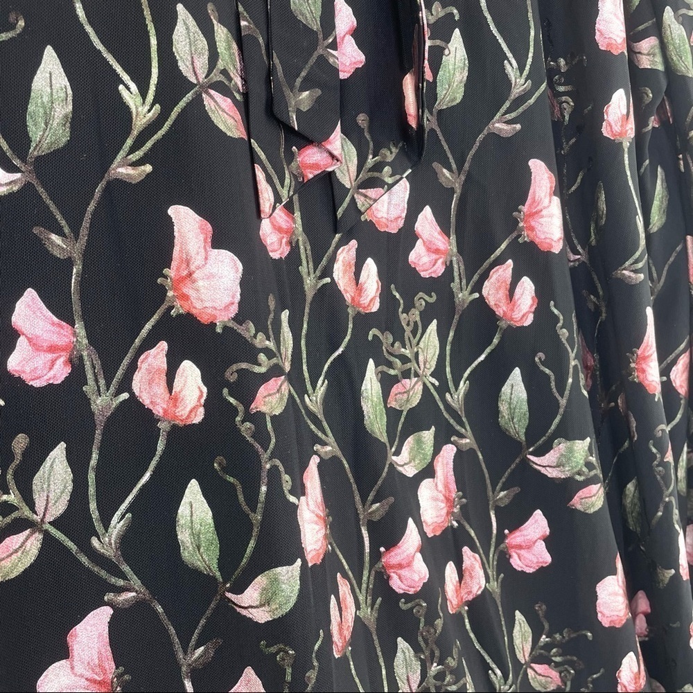 NWT Maree Pour Toi Floral Foil Print Long Sleeve Trapeze Dress Black Size 16 - Picture 6 of 12